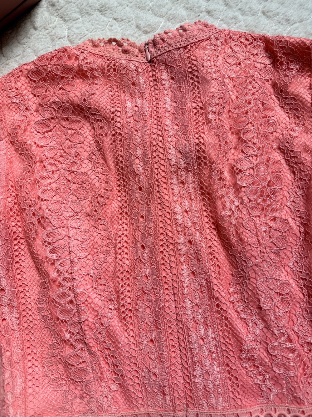 Women's Pink Lace Midi Dress with Sheer Sleeves - Picture 8 of 9
